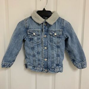 Baby GAP Sherpa Lined Denim Blue Jean Jacket Coat 4T Unisex Button Up